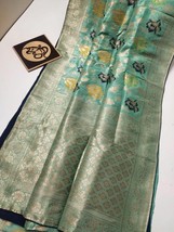 Banarasi Zari Weaving Saree in Dola Silk, contrast piping with stunning ... - £72.19 GBP