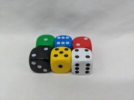 Lot Of (6) D6 Dice Green Blue Red Black Yellow White 1/2&quot; - $11.66 CAD