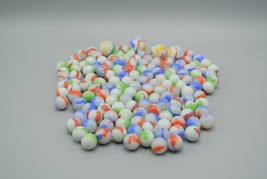 Milk Glass Marble Red Green Swirl Opaque White 15-24 mm Diameter Lot of ~140 - £59.68 GBP