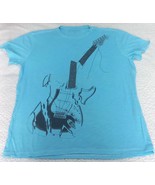 John Varvatos Star USA Men&#39;s Stone Wash Light Blue Broken Guitar T-Shirt XL - $37.98