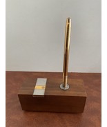 Vtg GE General Electric Wooden Pen Holder &amp; Gold Centennial Pen for Desk... - $20.00