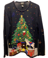 VTG Christmas Holiday Sweater LARGE Black Designers Originals Studio Bej... - £47.79 GBP