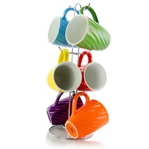 Mr. Coffee Color Delight 6 Piece 10 Ounce Stoneware Mugs with Metal Stand Assort - €51,93 EUR