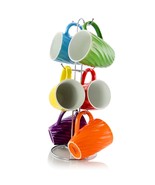 Mr. Coffee Color Delight 6 Piece 10 Ounce Stoneware Mugs with Metal Stan... - $85.59 CAD
