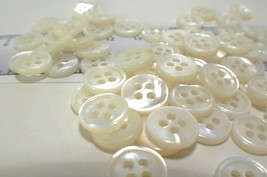 100 white MOP mother of pearl SHIRT BUTTONS (sizes 18L 16L 14L ) x 2mm thick - £20.86 GBP