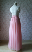 Pink Maxi Long Tulle Skirt Outfit Women Custom Plus Size Fluffy Tulle Maxi Skirt image 5