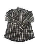 Manchester Ltd Shirt Mens Large Black Brown Plaid Pearl Snaps Button Cas... - $10.53 CAD