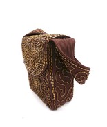 Vintage Beaded Box Purse Brown w Carnival Beads 1940s WW2 - $78.42 CAD