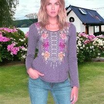 NWT Johnny Was Flowers Top XSMALL Bold Colorful Embroidery Scoop Neck A Line - £104.39 GBP