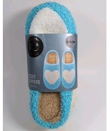 Wayland Square Teddy Slippers Hearts Blue &amp; White Women’s Size XS X-Smal... - $16.45