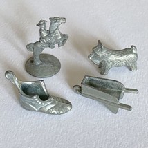 4 Vintage Monopoly Pieces Scottie Dog Wheelbarrow Boot Horse &amp; Rider Game Tokens - £11.98 GBP