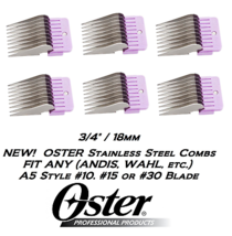 6 Oster Stainless Steel 18mm 3/4&quot; Blade Guide Comb*Fit A5 A6,Andis Agc Clipper - £25.17 GBP