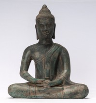 Buddha Statue - Antique Khmer Style Seated Meditation Buddha Statue - 28cm/11&quot; - £377.47 GBP