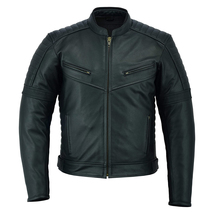 Black Armored Motorbike Leather Motorcycle Jacket Diamond Quilting on Sh... - £175.85 GBP