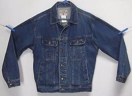 Wrangler Rugged Wear Vintage Men&#39;s (M) Indigo Blue J EAN Jacket Metal Button Nice - £28.30 GBP