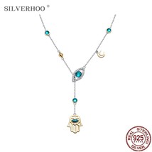 SILVERHOO Sterling Silver Necklaces 925 For Women Lucky Hand with Demon Eye Wate - £41.36 GBP