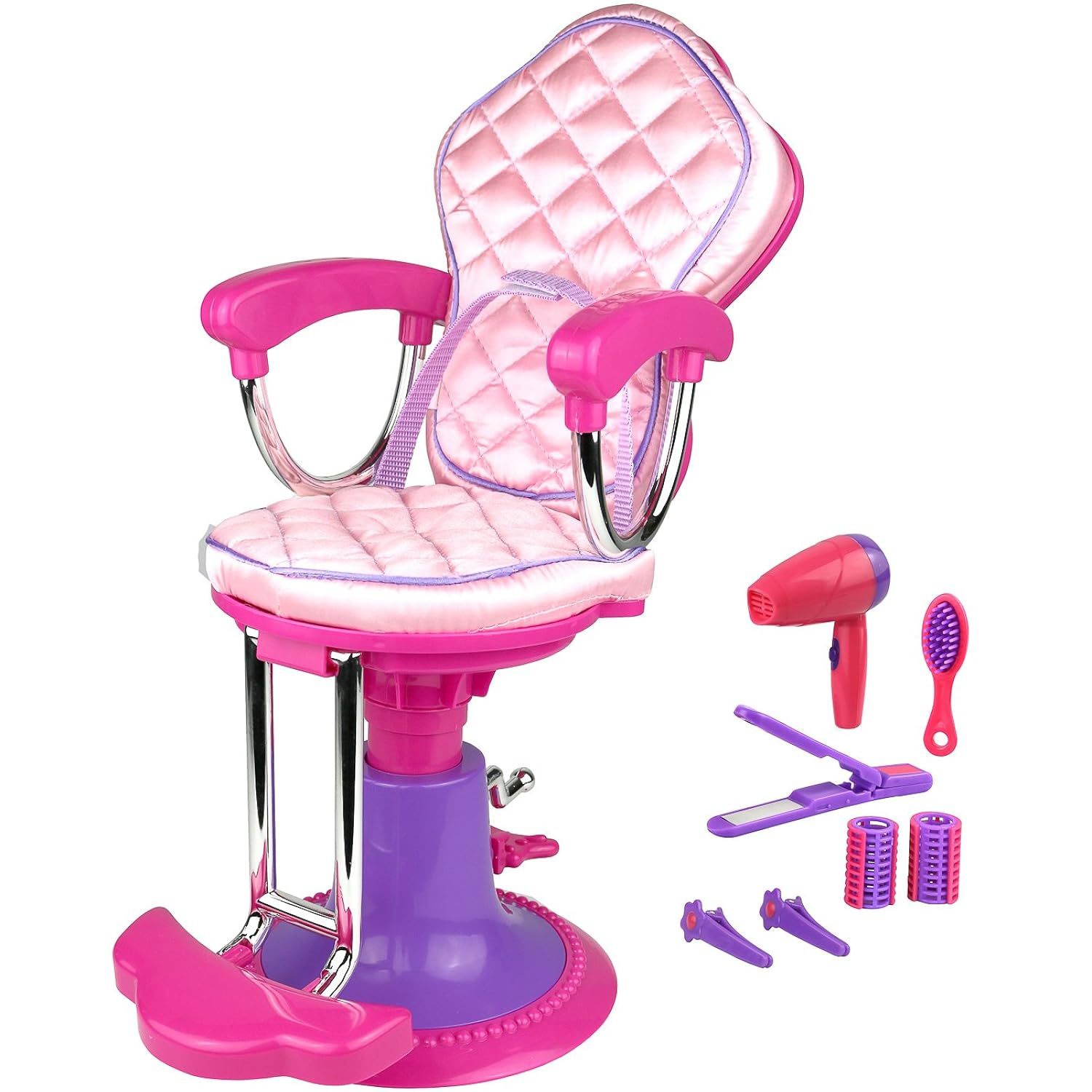 CLICK N' PLAY Pretend Play Hair Salon Toy for Girls, Doll Salon with 8 Accessori