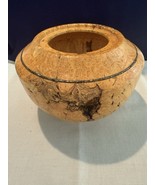 Vintage Hand Turned Spalted Elder Wood Bowl withCopper inlay Artist  Signed - $28.71