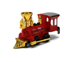 5.25&quot; Power Steam Loco Pull-Back Diecast Metal and Plastic Red, Brown, G... - $11.98