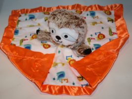 Baby Starters Sloth Rattle Security Blanket Orange Satin Trim Animals Lo... - $12.72