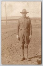 RPPC WW1 Handsome Soldier In Uniform Posing For Photo Postcard Q26 - $19.95