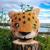 Leopard Head made from Coconut with Shell Eyes made in Xcaret Mexico Tiki Jungle - £12.36 GBP