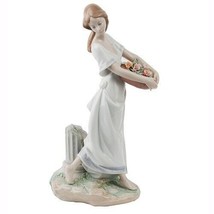 Lladro &quot;Garden of Athens&quot; #7704 Young Woman with Floral Basket Great Condition - £270.03 GBP
