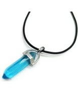  Blue Crystal Bullet Natural Quartz Gemstone Pendant Necklace - £7.82 GBP