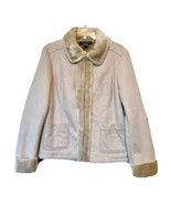 Ann Taylor Womens Size Small Tan Faux Fur &amp; Suede Lined Zip Up Long Slee... - €52,06 EUR