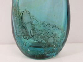 Buzz Williams Signed Handblown Glass Vase Teardrop Jewel Bud 1981 Turquoise - £42.78 GBP