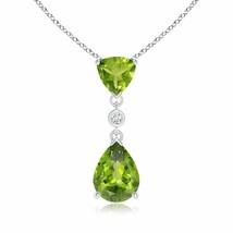 Angara Natural 8x6mm Peridot Fashion Pendant Necklace in Sterling Silver - £178.30 GBP