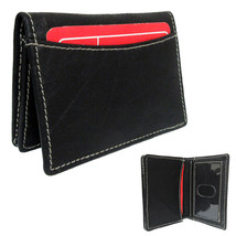1 Genuine Leather Credit Card Id Business Cards Holder Front Pocket Wallet Black - £10.97 GBP