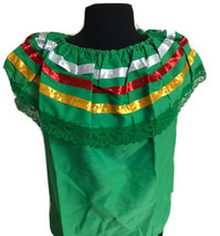 Green Women Size XL Off-Shoulder Ruffle Lace Ribbon Folkloric Fiesta Dance - $15.95