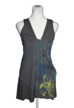 Anthropologie Language Women&#39;s Boho Gray Tank Top Long Length V-Neck Medium M - $18.00