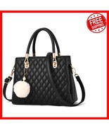 Elegant Women&#39;s Leather Handbag with Adjustable Strap &amp; Stylish Pompon A... - $67.48 CAD