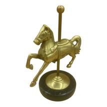 Vintage Brass Carousel Horse Figurine On Marble Stand 7.5” - $17.81