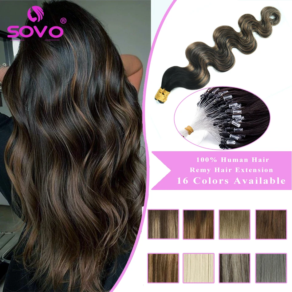 Wavy Micro Loop Ring Human Hair Extensions Body Wave Natural Blonde Black Remy - $59.55+