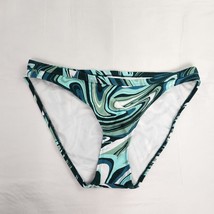 Bikini Bottoms Paint Pour Design Green And White Swirl Women&#39;s Large - £9.92 GBP