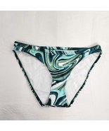 Bikini Bottoms Paint Pour Design Green And White Swirl Women&#39;s Large - £10.12 GBP