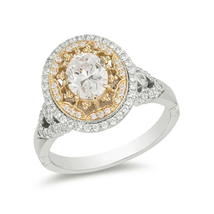 Enchanted Disney Aladdin 1.28 CT Oval Diamond Double Frame Engagement Ring in Tw - £51.87 GBP