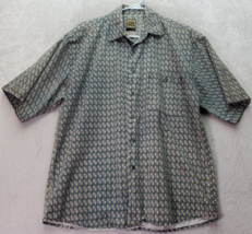 Bruno Shirt Mens Medium Multi Geo Print Cotton Short Sleeve Collared Button Down - £13.11 GBP