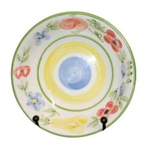 Gibson Designs BOUNTIFUL Coupe Cereal Bowl 6” D Yellow Blue Circle Floral Fruit - £7.01 GBP