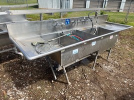 Load King Commercial 118&quot; x 36&quot; Stainless Steel Sink w/Drainboards 3 Fau... - $997.50