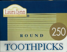 250 rOund Wooden TOOTHPICKS NO ADDITIVE birch wood Laura Lynn bar cocktail party - £13.11 GBP