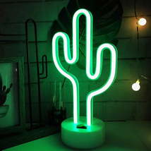 BAILEY Green Cactus Neon Light Signs LED Cactus Neon Lights Night Lights with Pe - £14.79 GBP