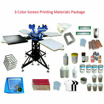 Updated 3 Color 4 Station Screen Printing Machine Kit &amp; Flash Dryer DIY Supply - £990.40 GBP