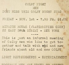 Colby Stag Night Invitation New York 1935 Fraternity Postcard Posted PCBG7D - £23.59 GBP