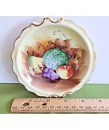 Enesco 4 1/2&quot; Trinket Dish Plate Handpainted Fruit Gold Trimmed Edge E13... - £6.65 GBP