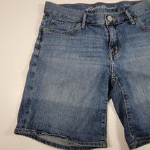 Eddie Bauer Boyfriend Shorts Womens Size 6 Whiskered 5 Pocket Faded Blue Denim - £11.18 GBP