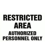RESTRICTED AREA AUTHORIZED PERSONEL ONLY 7&quot; x 10&quot; VINYL Sticker Sign MAD... - $558.84 MXN